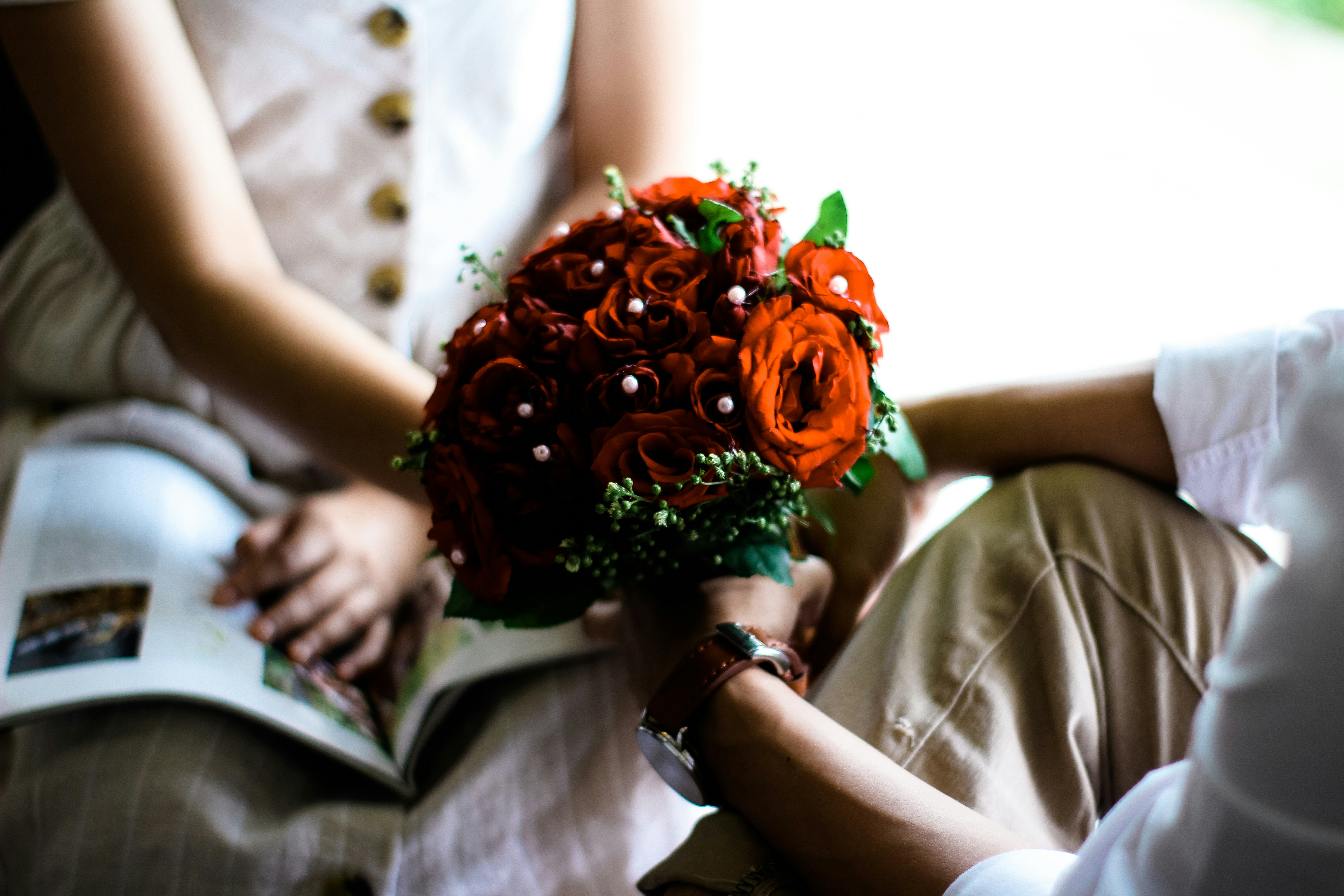 Happy woman with flowers